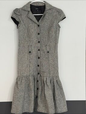 Versace Jeans Collection Grey Tweed Midi Dress